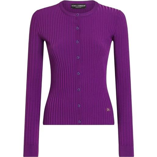 Dolce & Gabbana cardigan con placca logo - viola