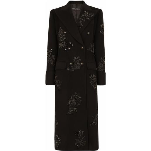 Dolce & Gabbana cappotto doppiopetto con ricamo - nero