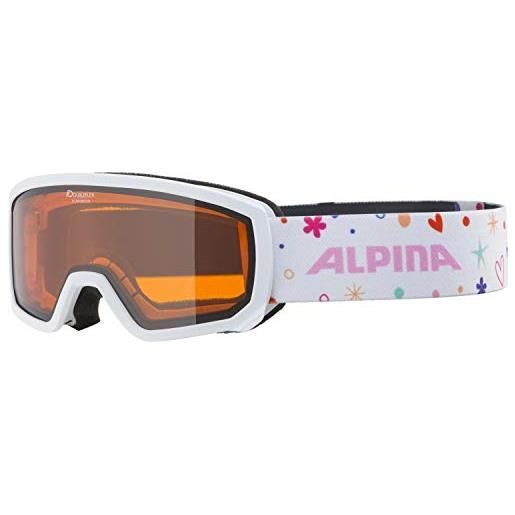 ALPINA unisex - bambini, scarabeo jr. Dh occhiali da sci, white rose, one size