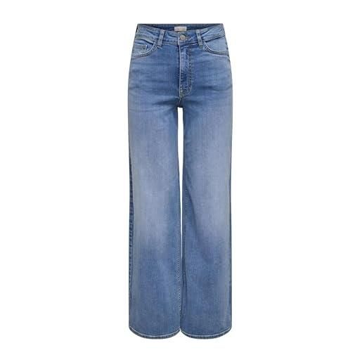 Jdy jdyfelina-fina hw wide med blue dnm noos jeans larghi, media blu denim, xs x 30l donna