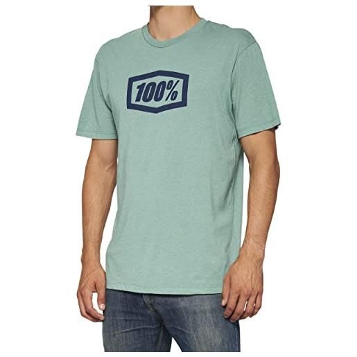100% casual icon short sleeve tee ocean blue heather-m t-shirt, unisex-adulto