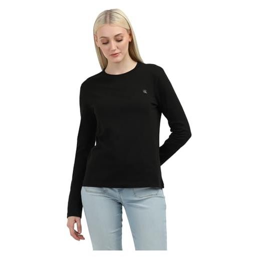 Calvin Klein donna maglietta maniche lunghe longsleeve slim fit, nero (ck black), xxs