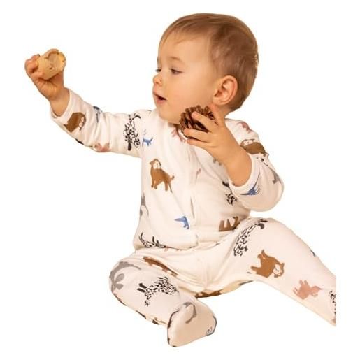 Petit Bateau a0845, pigiama dormi bene unisex - bimbi 0-24, bianco marshmallow/multicolore, 0-3 mesi