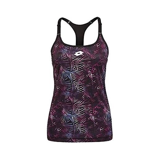 Lotto, superrapida ii pl printed tank-top damen-schwarz, dunkelrot, l, oberbekleidung donna, nero, l