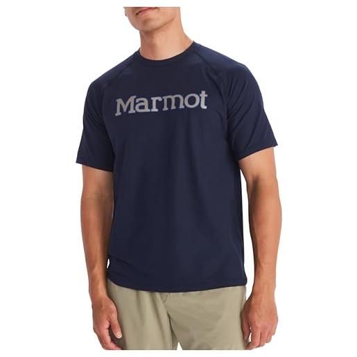 Marmot uomo windridge graphic ss, maglia funzionale traspirante, maglia sportiva a manica corta, maglia fitness ad asciugatura rapida, arctic navy, s