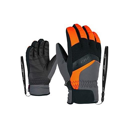 Ziener labino - guanti da sci, unisex, per bambini, unisex - bambini, 801948, arancione (new orange), grigio (magnet), 4.5