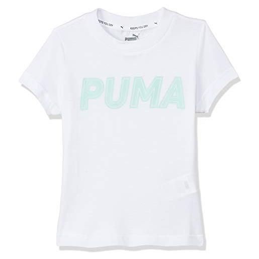 PUMA modern sports logo tee g maglietta a maniche corte, da bambina, colore: bianco, 5