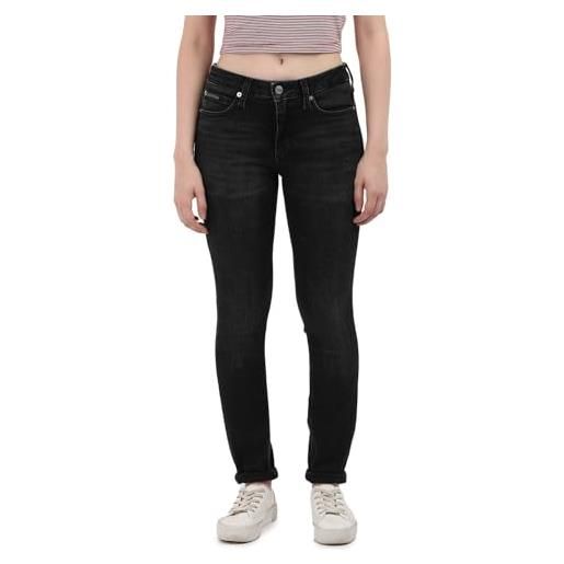 Calvin Klein donna jeans mid rise skinny fit, nero (denim black), 25w/34l