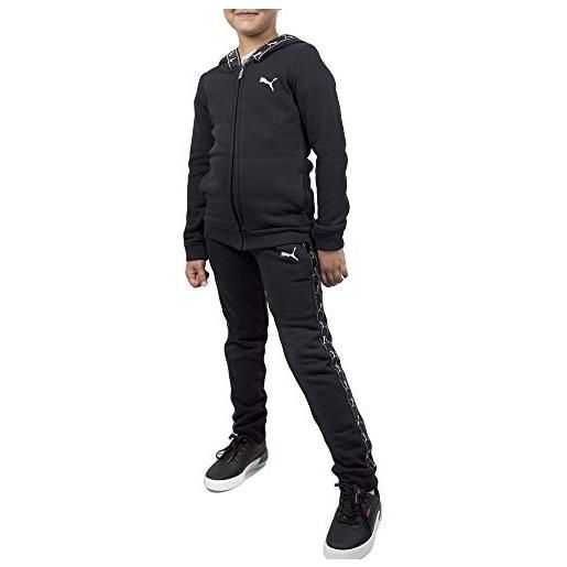 PUMA g full zip sweat suit fl tuta da bambina, nero, 15-16y