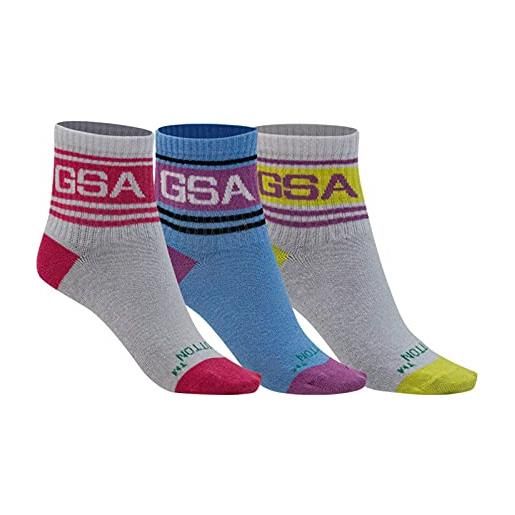 GSA 831901-52 calzini a righe in supercotone/confezione da 3 calzini unisex bambino multicolor taglia 20-24