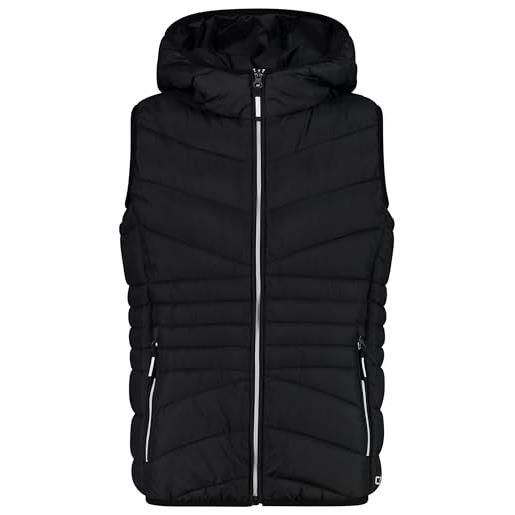 CMP - gilet da bambina in nylon con cappuccio fisso, nero, 104