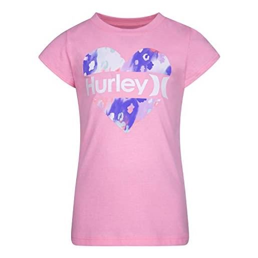 Hurley hrlg split heart tee maglietta, rosa, fenicottero mélange, 5 años bambine e ragazze