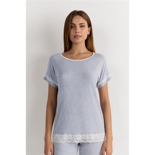 Intimissimi maglia a manica corta in modal dettagli pizzo azzurro