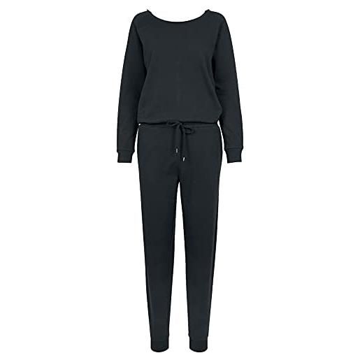 Urban Classics tuta a maniche lunghe terry, tuta intera donna, nero (black 00007), m
