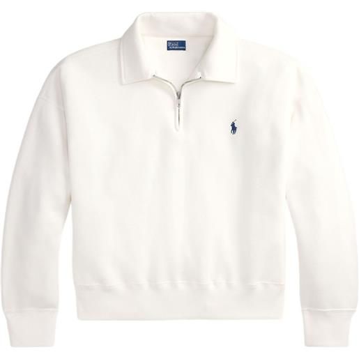 Polo Ralph Lauren felpa con mezza zip - bianco
