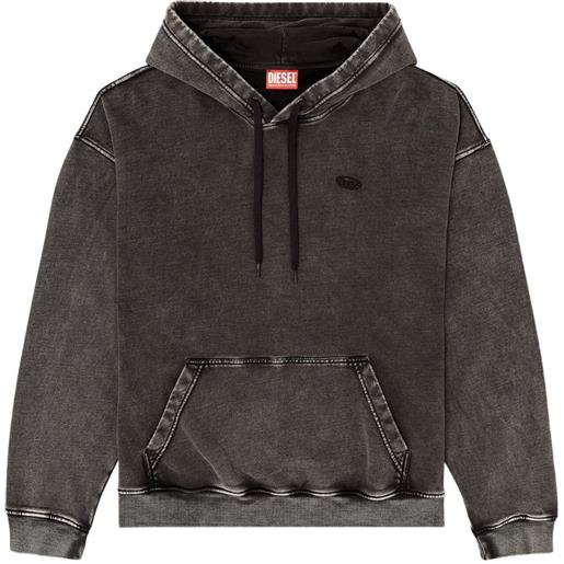Diesel felpa s-boxt-hood-den con cappuccio e coulisse - grigio