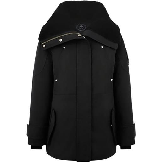 Moose Knuckles giacca aurora con collo in pelliccia sintetica - nero