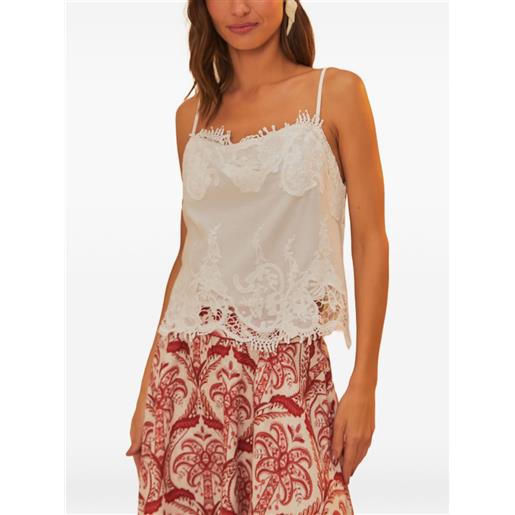 FARM Rio blusa con bordo di pizzo - bianco