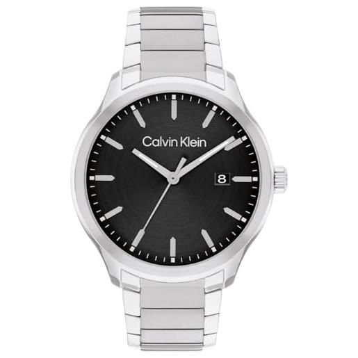 Calvin Klein orologio analogico al quarzo da uomo collezione define con cinturino in acciaio inossidabile argentato - 25200348