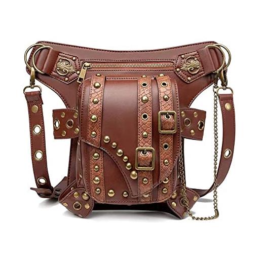 Borsa A Tracolla In Velluto A Coste Gotica Punk - Grande Capacità Con Rivetti E Borchie - Tote Bag Per Università E Viaggi