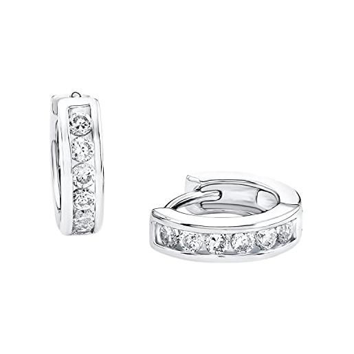 s.Oliver creoles 925 gioielli all'orecchio per bambine in argento sterling, con zirconi sintetici, 1,2 cm, argento, viene fornito in scatola regalo per gioielli