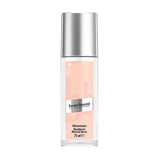 Bruno banani woman parfum deodorante natural spray, deodorante floreale fruttato da donna, 75 ml