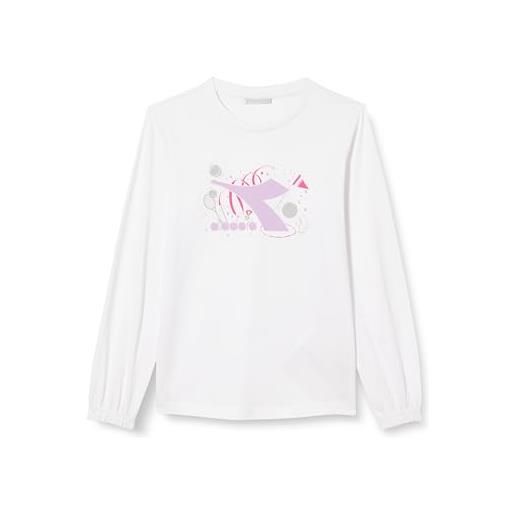Diadora jg. T-shirt ls gloss, t-shirt bambine e ragazze, bianco (optical white), xs