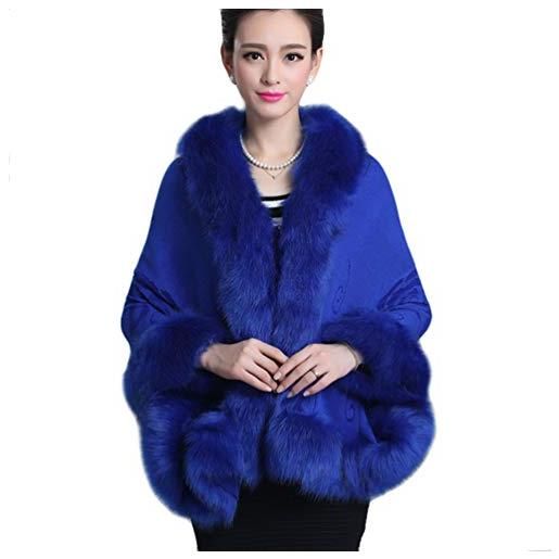 ZKOOO donna scialle stola faux pelliccia caldo elegante ecologica mantella poncho invernale cerimonia festa matrimonio cape wrap cappotto