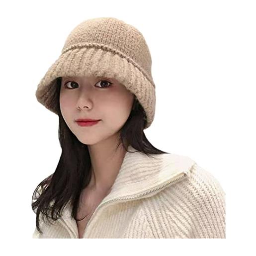 Disimlarl cappello caldo in lana lavorato a maglia da donna dome panama vintage bucket cap, caff, taglia unica