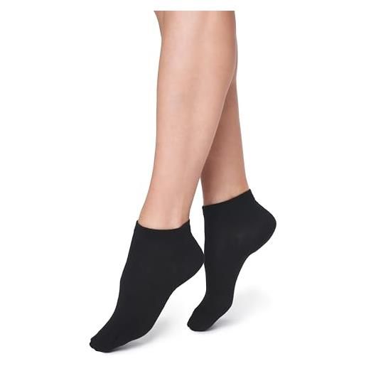 Golden Lady 9 paia calzini cotone bordo comfort, nero, tg. Unica