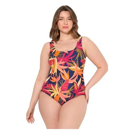 Ulla Popken badeanzug, wald, ohne softcups, rundhals, vorderfutter costume intero, blu marino, 60 donna