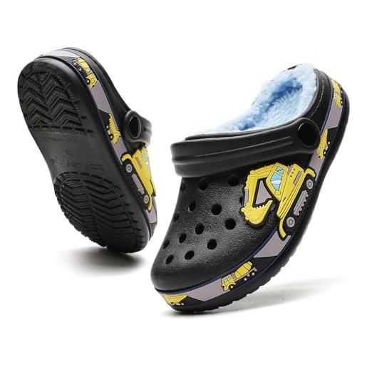 CERYTHRINA zoccoli da giardino foderati in pelliccia, per bambini, in pile, invernali, caldi, per bambini e bambine, marina militare, 27 eu