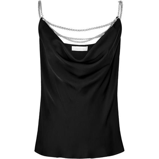 Rabanne top in raso con catena - nero