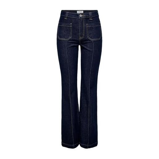 ONLY onlemily hw flared rinse dnm mae, blu jeans scuro, 28w x 32l donna