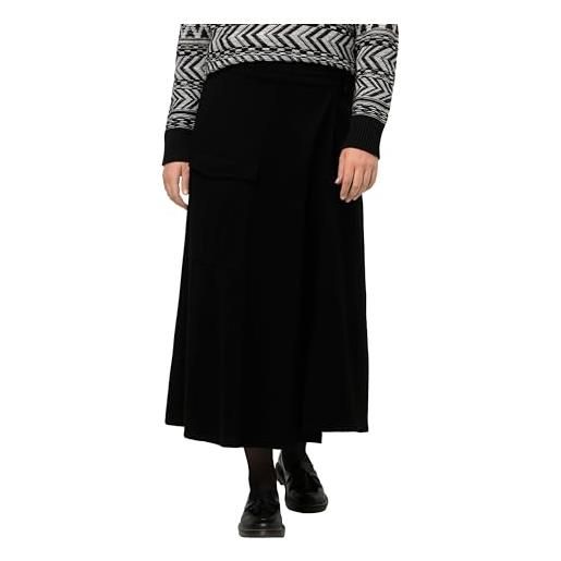 Ulla Popken punto di roma-gonna avvolgente con tasca utility, nero, 48-50 donna