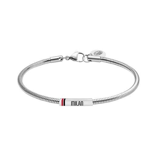 Seven bracciale milan in acciaio, con piastra centale, bambini e ragazzi, squadra di calcio, idea regalo per tifosi