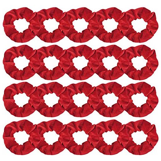 Didder 20 elastici per capelli in morbido velluto rosso tinta unita per donne ragazze accessori per capelli per regalo