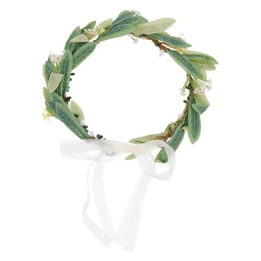Minkissy fiore fascia per capelli a forma di foglia di ulivo, ghirlanda di fiori da sposa, corona, fata, fiore, fascia, accessorio per capelli, da donna, ragazza