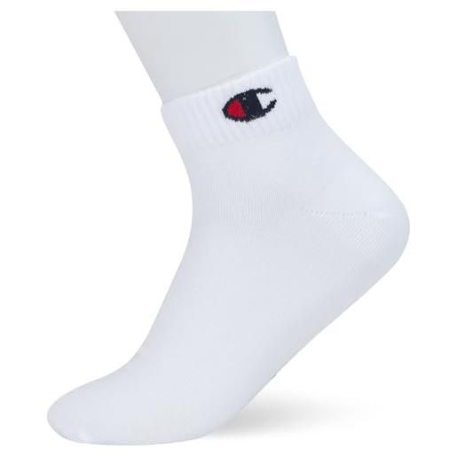 Champion core socks 3pp quarter calzini, bianco, 39-42 (pacco da 3) unisex-adulto