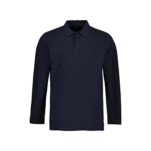 JP 1880 polo da uomo, taglie forti, l-8xl, basic, maniche lunghe, piqué, fino a 8 xl 799230, blu oltremare scuro, 4xl