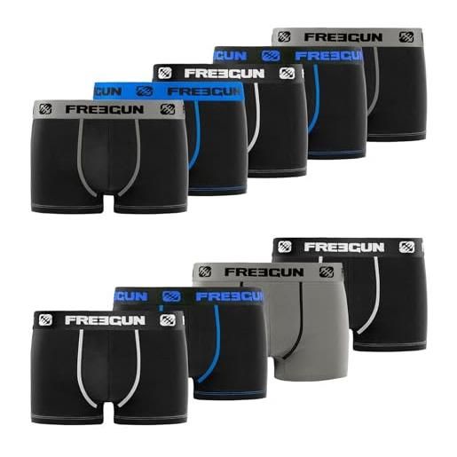 FREEGUN boxer uomo cotone, comoda, resistente, set di 9, nero, taglie xl