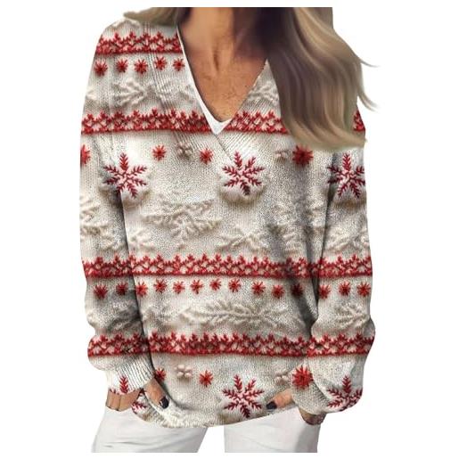 Gloria&Sarah Maglione Donna A Maniche Lunghe Con Scollo A V - Leggero, Morbido E Aderente - Taglie Forti Dalla L Alla 4XL - Top A Tunica Per Autunno E Inverno