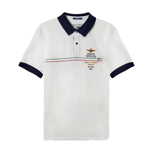 Aeronautica Militare polo frecce tricolori con scie po1698 ricamo frecce tricolori colore bianco taglia m