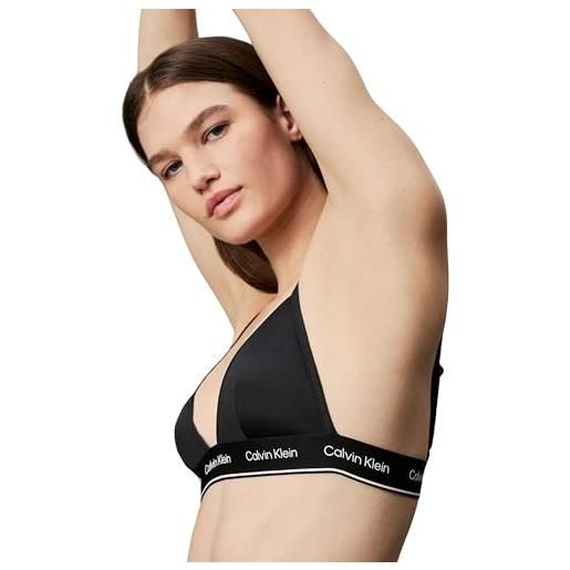 Calvin Klein top bikini a triangolo donna ck meta legacy senza ferretto, nero (pvh black), xs