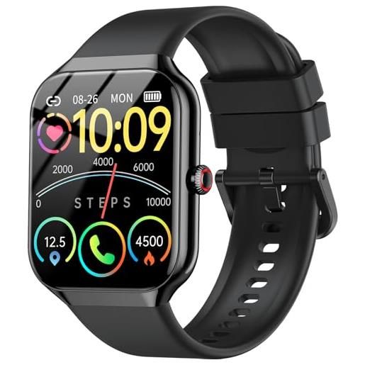 Fempoin smartwatch uomo donna, 1.96 orologio smartwatch con effettua/risposta chiamate, 110+ sportive fitness tracker con cardiofrequenzimetro sonno contapassi, impermeabil ip68 smart watch per android ios