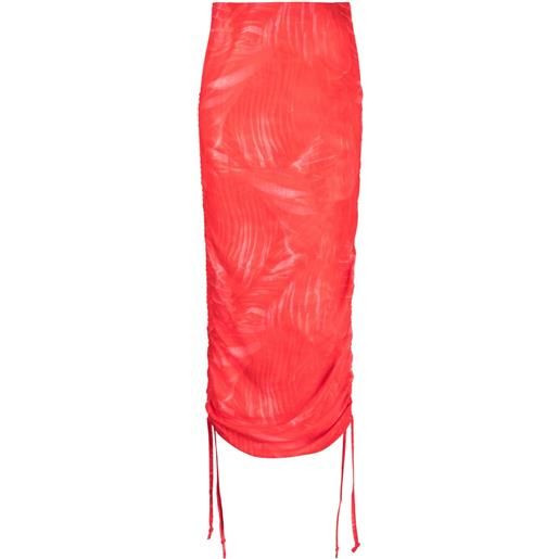 CANNARI CONCEPT gonna a vita alta con ruches - rosso