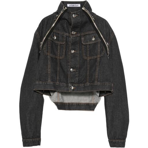 Lutz Huelle giacca veer denim con bottoni - nero