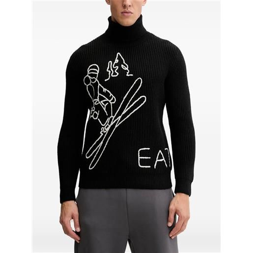 Ea7 Emporio Armani roll-neck graphic sweater - nero