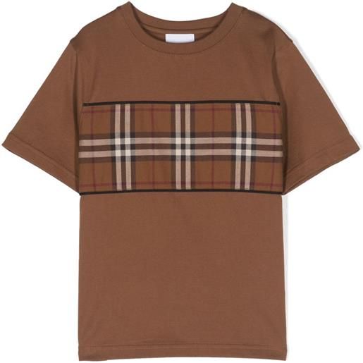 Burberry Kids t-shirt con inserto a quadri - marrone