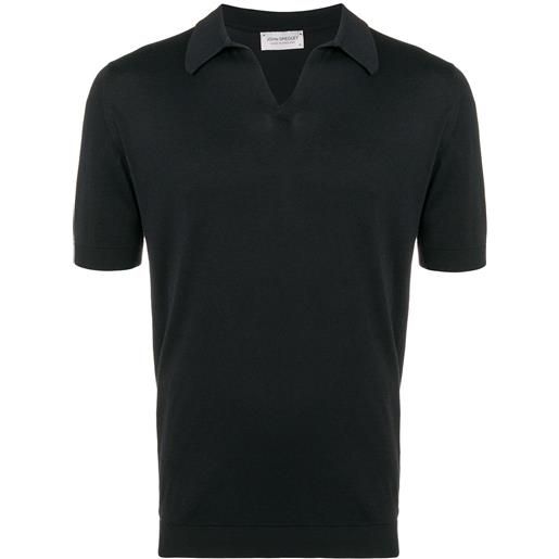 John Smedley polo con collo aperto - nero
